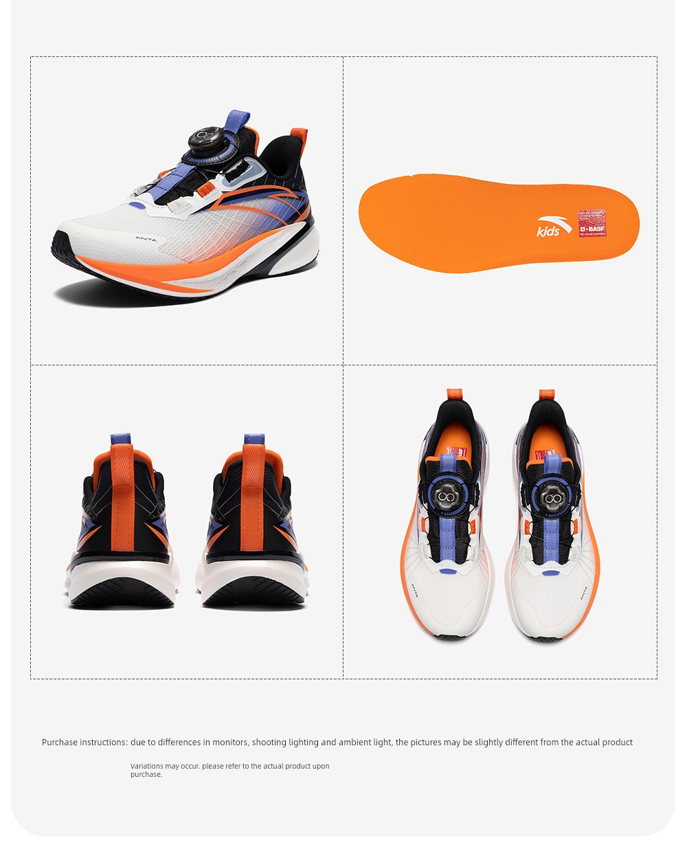 Anta Children's Wave 4 Running Shoes 2026 Summer New Breathable Professional Physical Test Running Shoes for Boys and Girls Youth Shoes — 58
