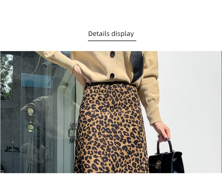 Medium and long term High waist Straight cylinder Leopard Print skirt