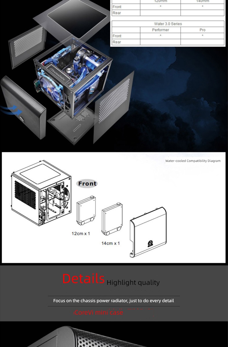 V21 Exquisite Mini water-cooling computer Desktop itx Chassis