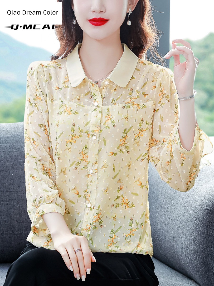 Broken flower jacket Advanced sense unique Well done! Chiffon shirt