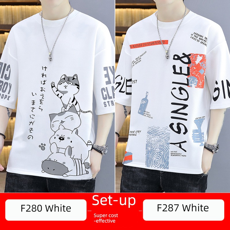 man Port style full marks summer teenagers Short sleeve T-shirt