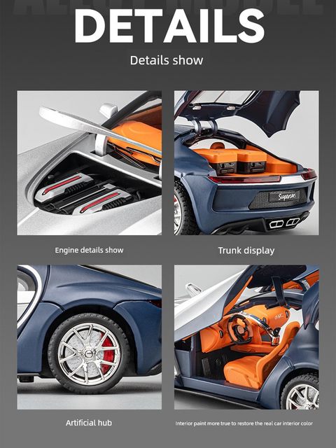Bugatti car model alloy toy car boy car model simulation super sports car toy gift collection ornaments