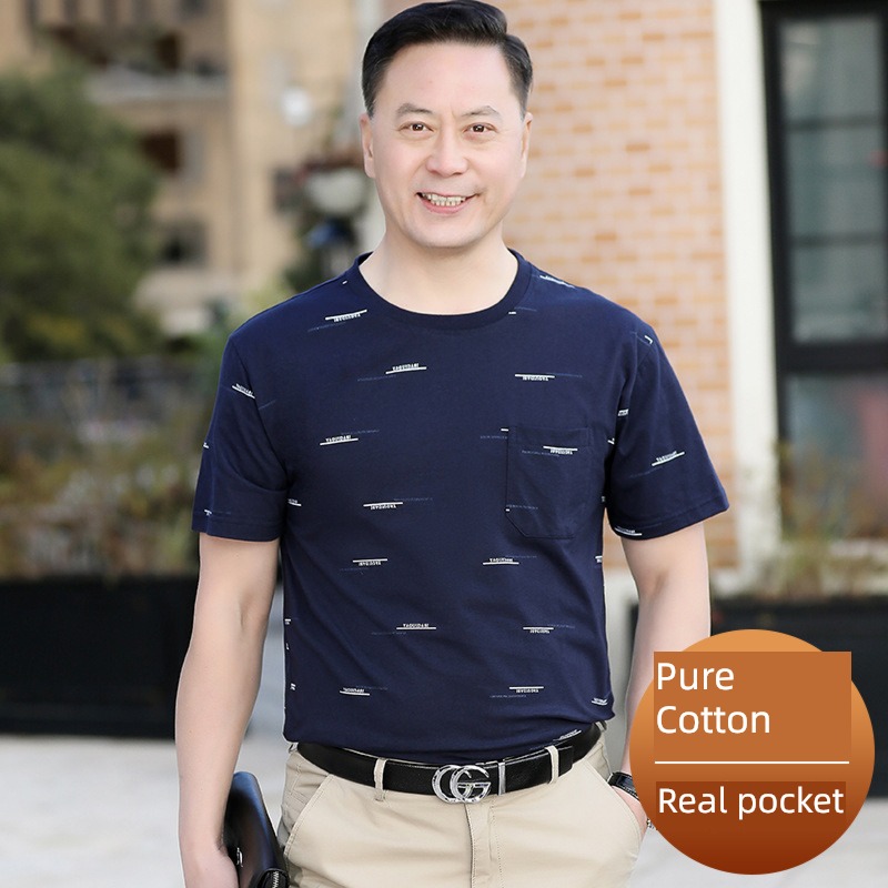 Short sleeve Real pocket Put on your clothes Middle aged and old people summer wear