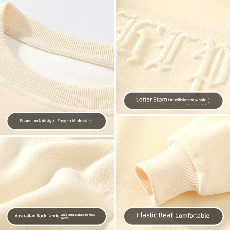 Pounds Austria Cashmere embossed stamp Long sleeve thickening keep warm Sweater