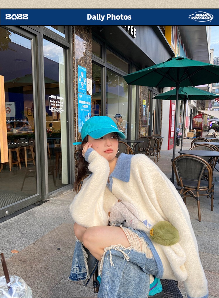 MAMC Leaky shoulder scarf Guochao brand Couples dress sweater