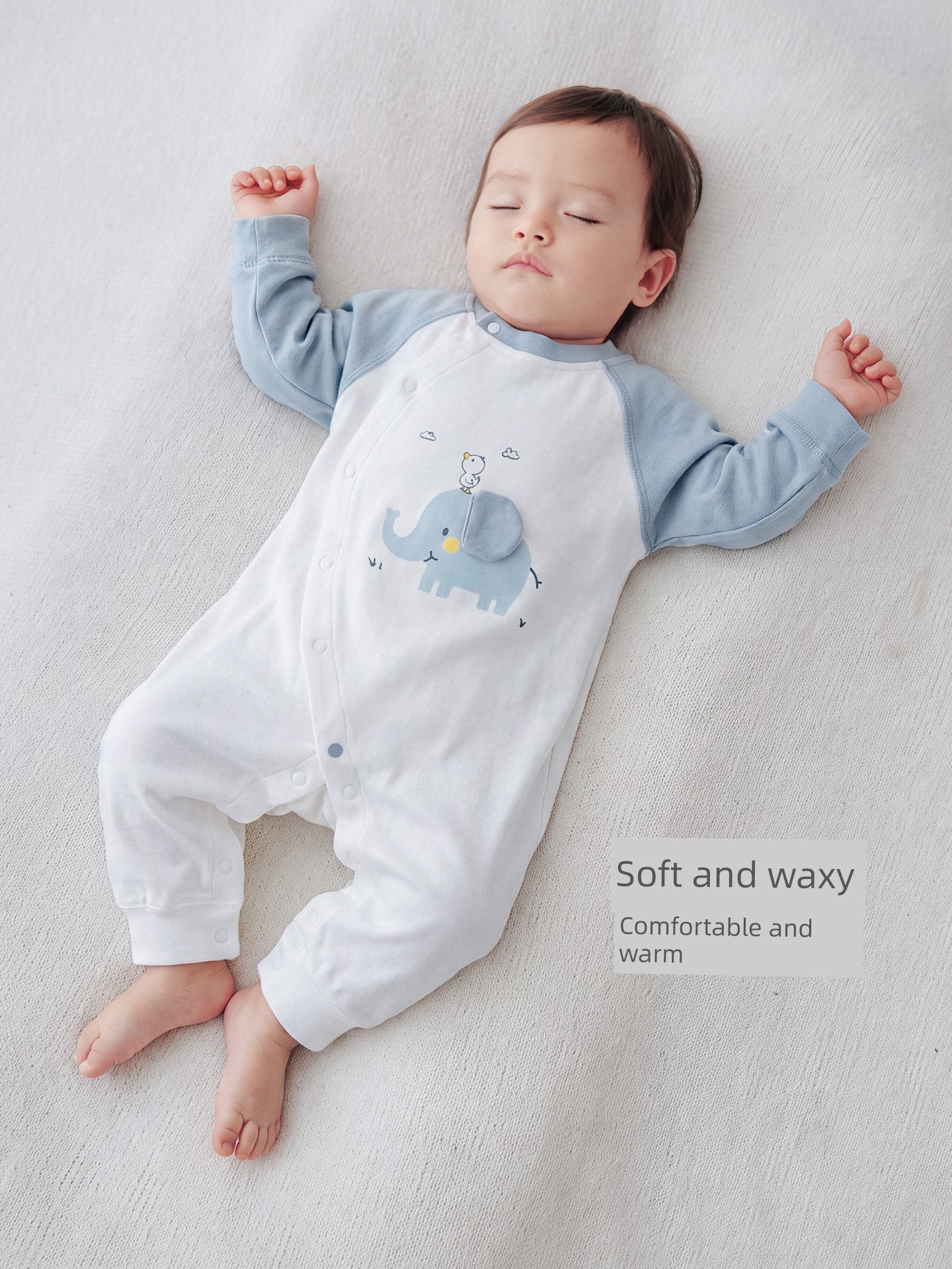 Tony Bear Baby Romper Spring and Autumn Long-Sleeve Elephant Design Air-Conditioning Clothing Pure Cotton Elephant Ear Outfit — 2