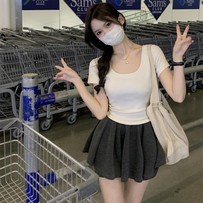 Round neck Women's wear Spring and summer Self-cultivation Short sleeve jacket T-shirt