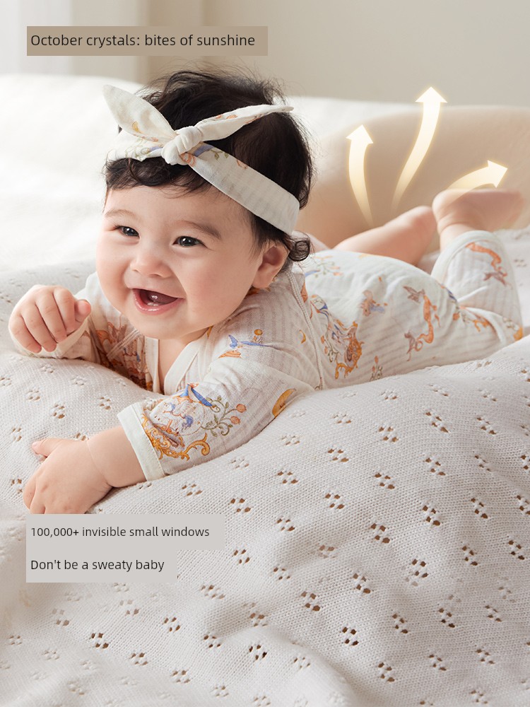 October Crystal Sunshine Baby Clothes Pure Cotton Long Sleeve Butterfly Romper Spring Summer Breathable Newborn Baby Jumpsuit