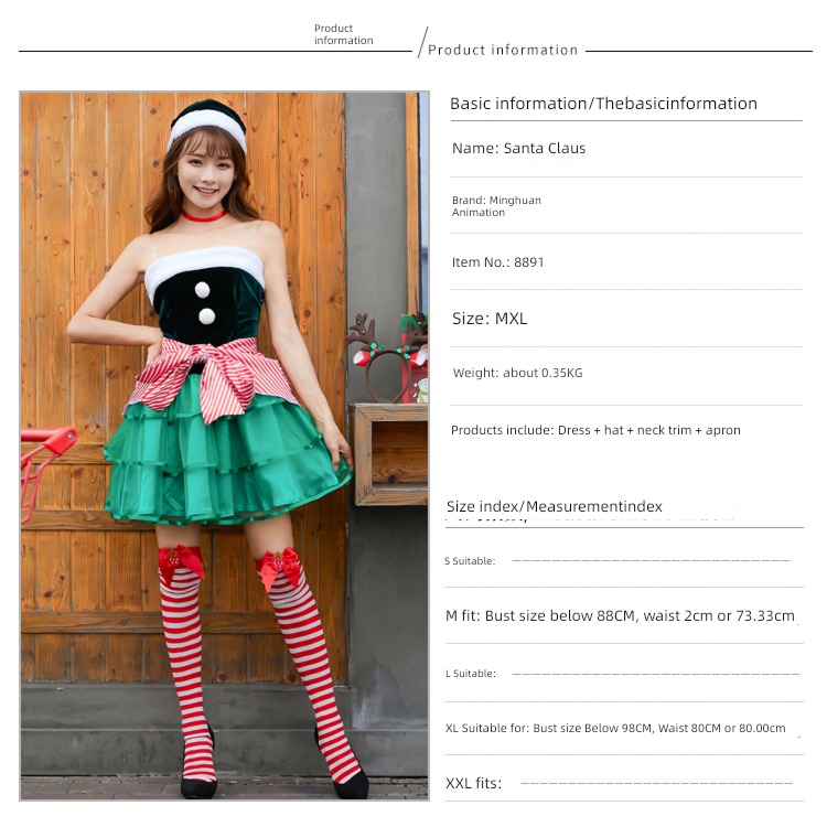 Christmas clothing adult ma'am Clothes & Accessories Christmas Dress festival party Dress up Santa Claus suit Stage outfit