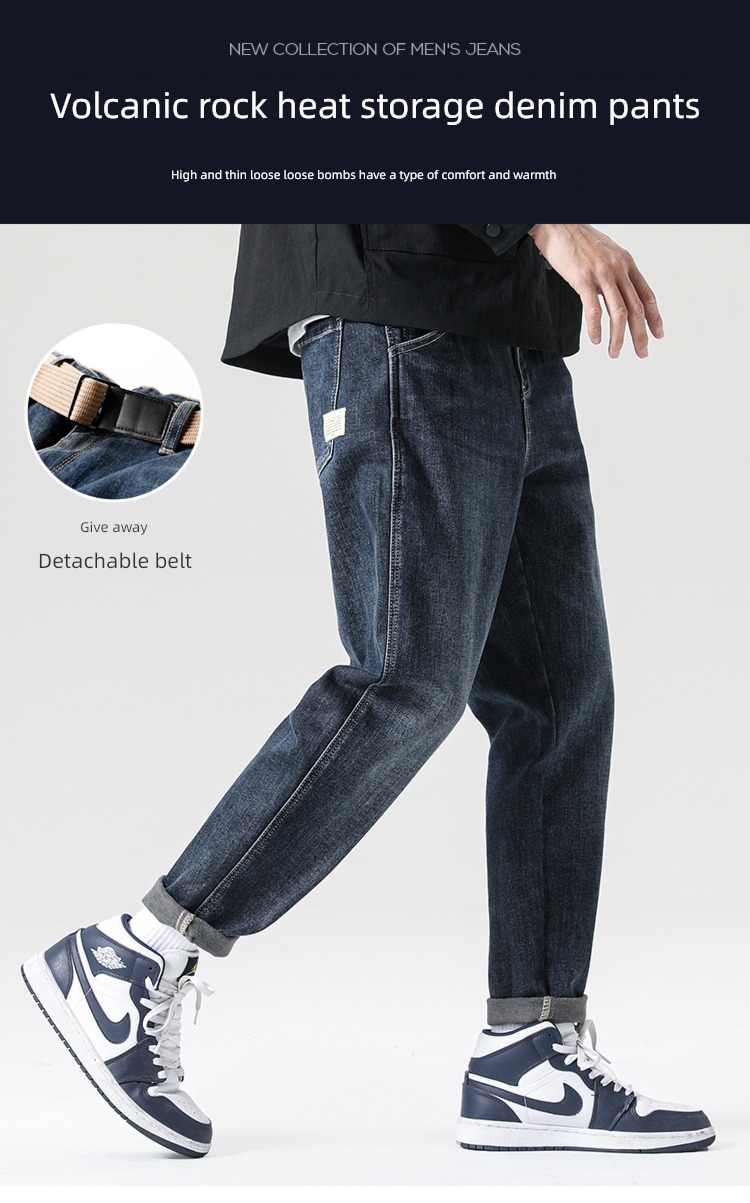 thermal storage lava Plush easy leisure time Denim pants