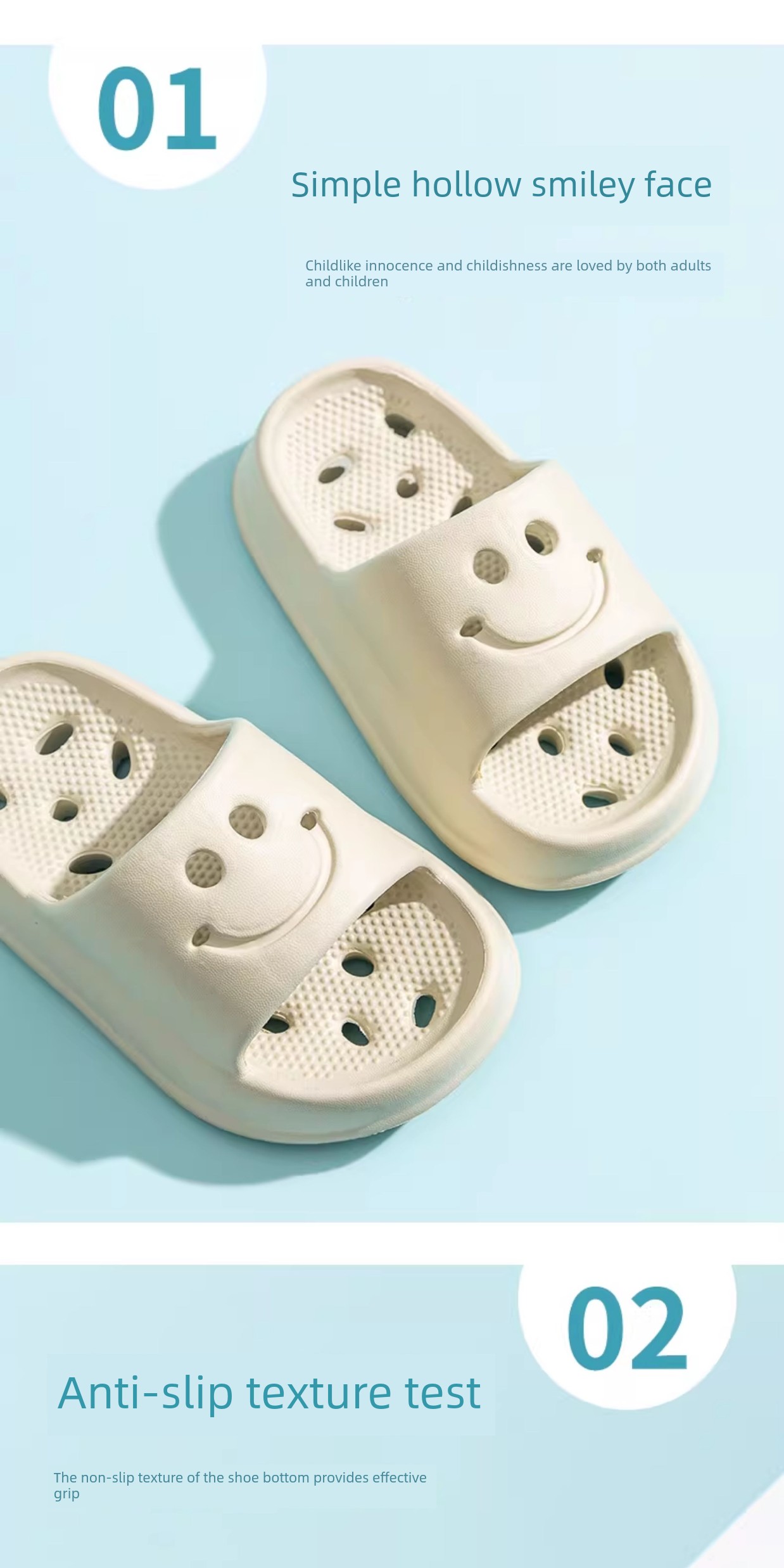 Kids Slippers Summer Boy Girl Baby Interior Home Non Slip Cute Smiling Face Kids Matching Bathroom Slippers — 6