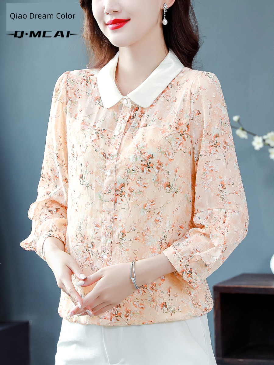 Broken flower jacket Advanced sense unique Well done! Chiffon shirt