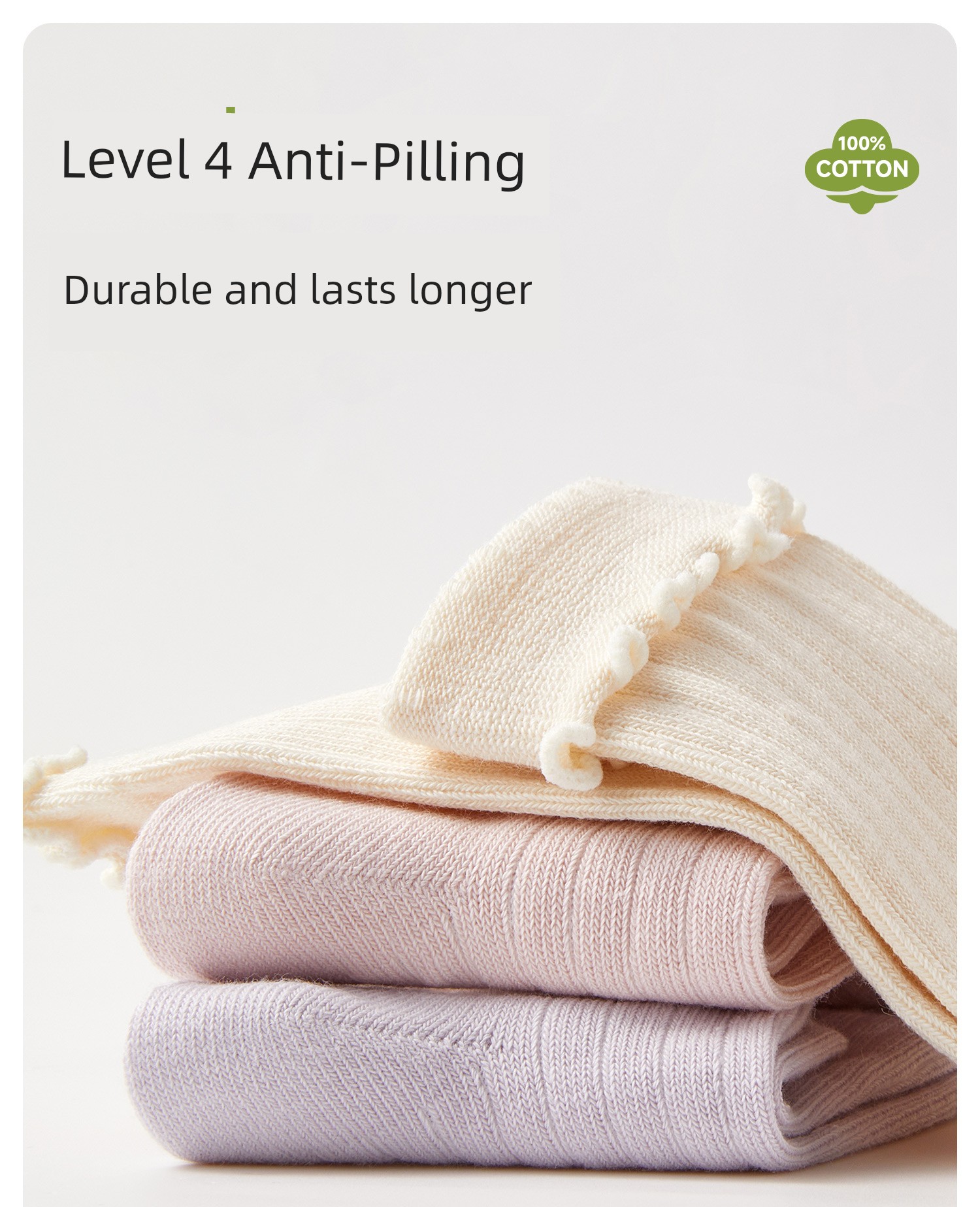 Baby Long Socks for Spring and Autumn, Pure Cotton, for Newborns, Winter, Unisex, 0 to 3 Months Old, Over-The-Knee, Non-Binding on the Legs — 14