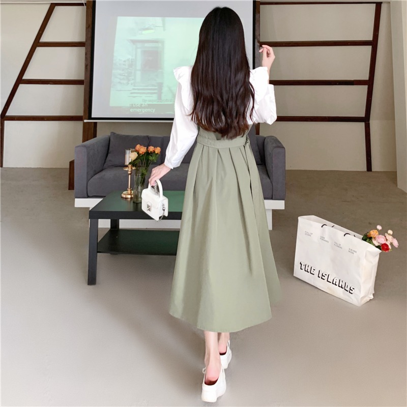 Long skirts Autumn and winter grace Frenulum French shirt