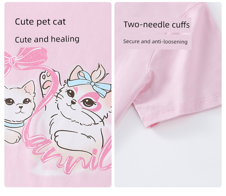 [All-Cotton Quick-Drying T-Shirt] Anai Kidsren's Clothing Girls' Round Neck Short-Sleeved T-Shirt 2026 Summer New Style Sports Casual Breathable — 14