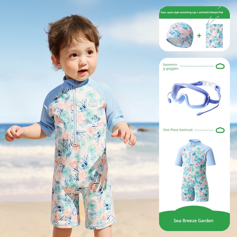 Kk Tree Children's Swimwear Boys Girls Sun Protection Baby Swimwear Toddler Two-Piece One-Piece Swimsuit Infant New Summer Model — 1