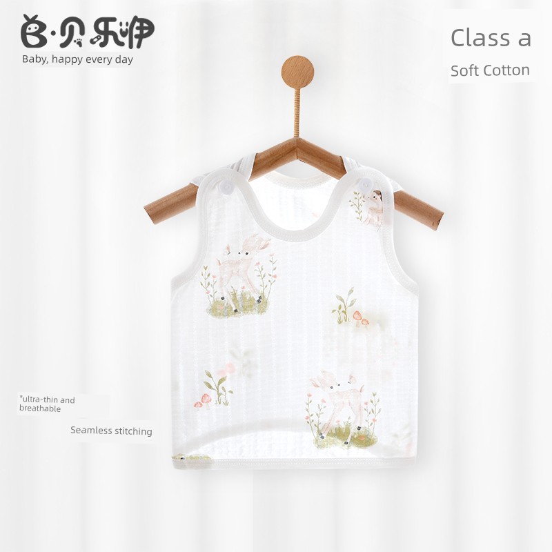 Beileyi Baby Half-Back Vest Summer Thin Pure Cotton Girls' Vest Boys' Clothing Newborn Bellyband Class a — 5