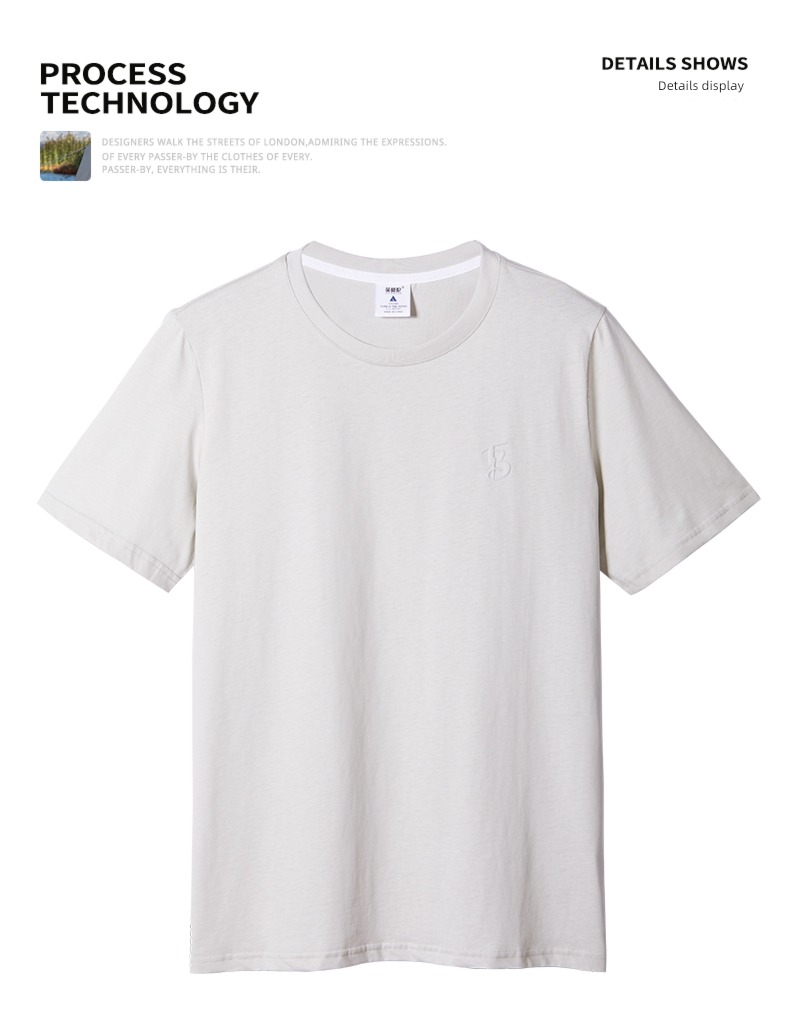 Ying julun   pleasantly cool Smooth   pure cotton man Self-cultivation Simplicity Show thin Short sleeve T-shirt Versatile   delicate Hot stamping jacket
