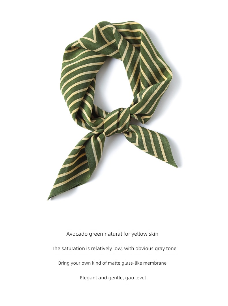 black and white stripe female Yang Caiyu Same collocation Silk scarf