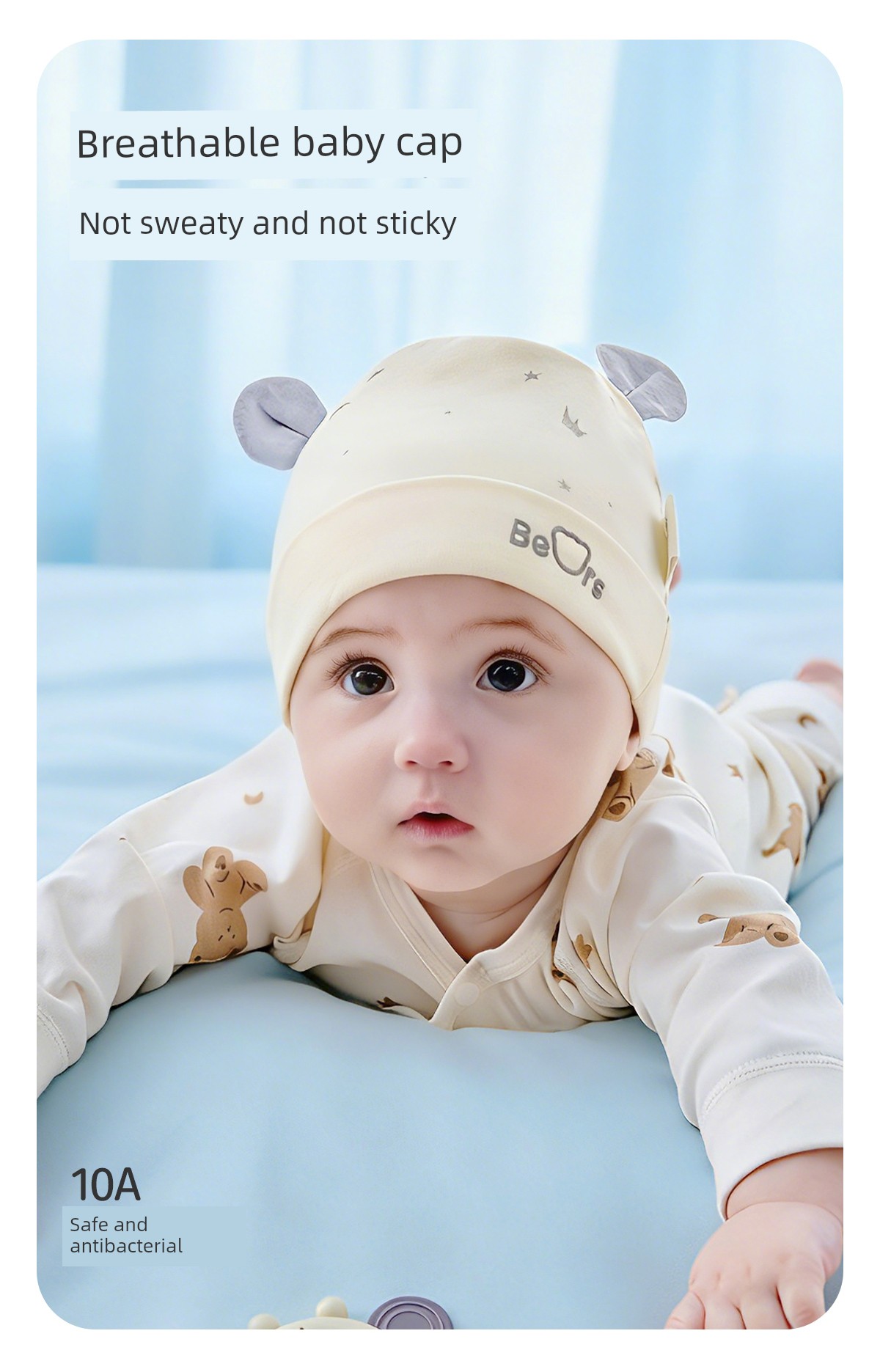 Jq Jingqi Baby Hat Summer 0-6 Months Newborn Thin Breathable Cap Newborn Baby Fontanelle Protection Cap — 3