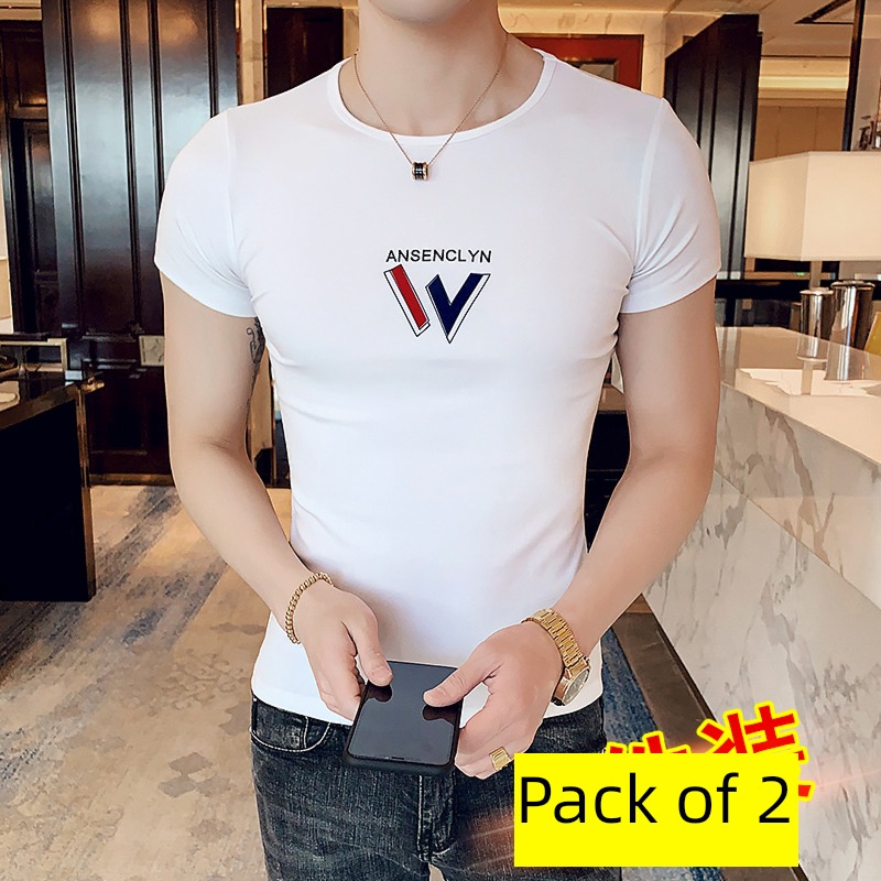tide man T-shirt Tight fitting pure cotton white printing Short sleeve
