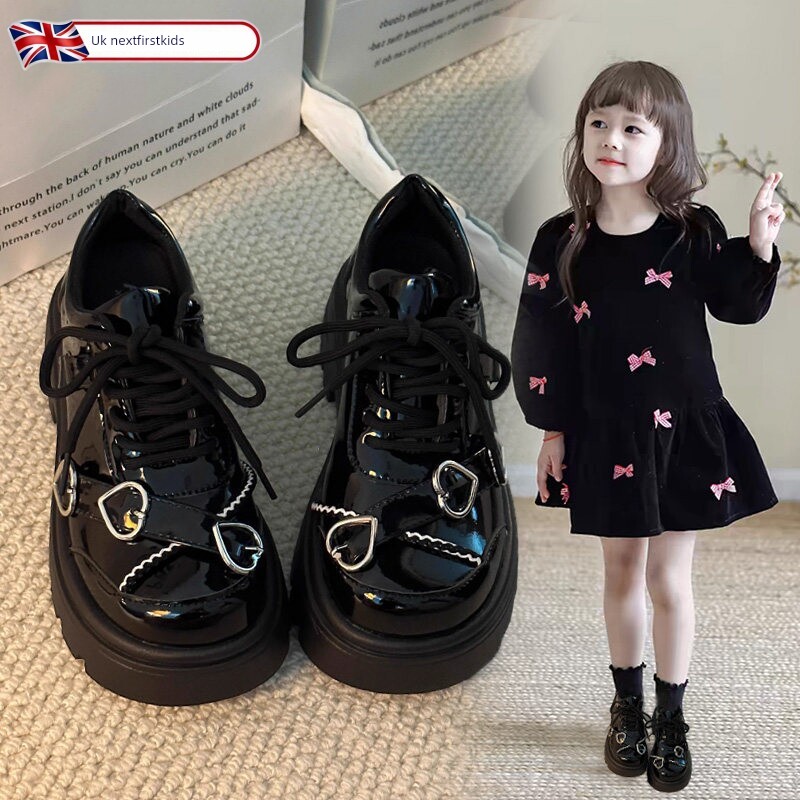 British Girls' Princess Leather Shoes 2026 New Autumn Soft-Soled Children's Black Shoes Girls' Single Shoes to Match with Skirts