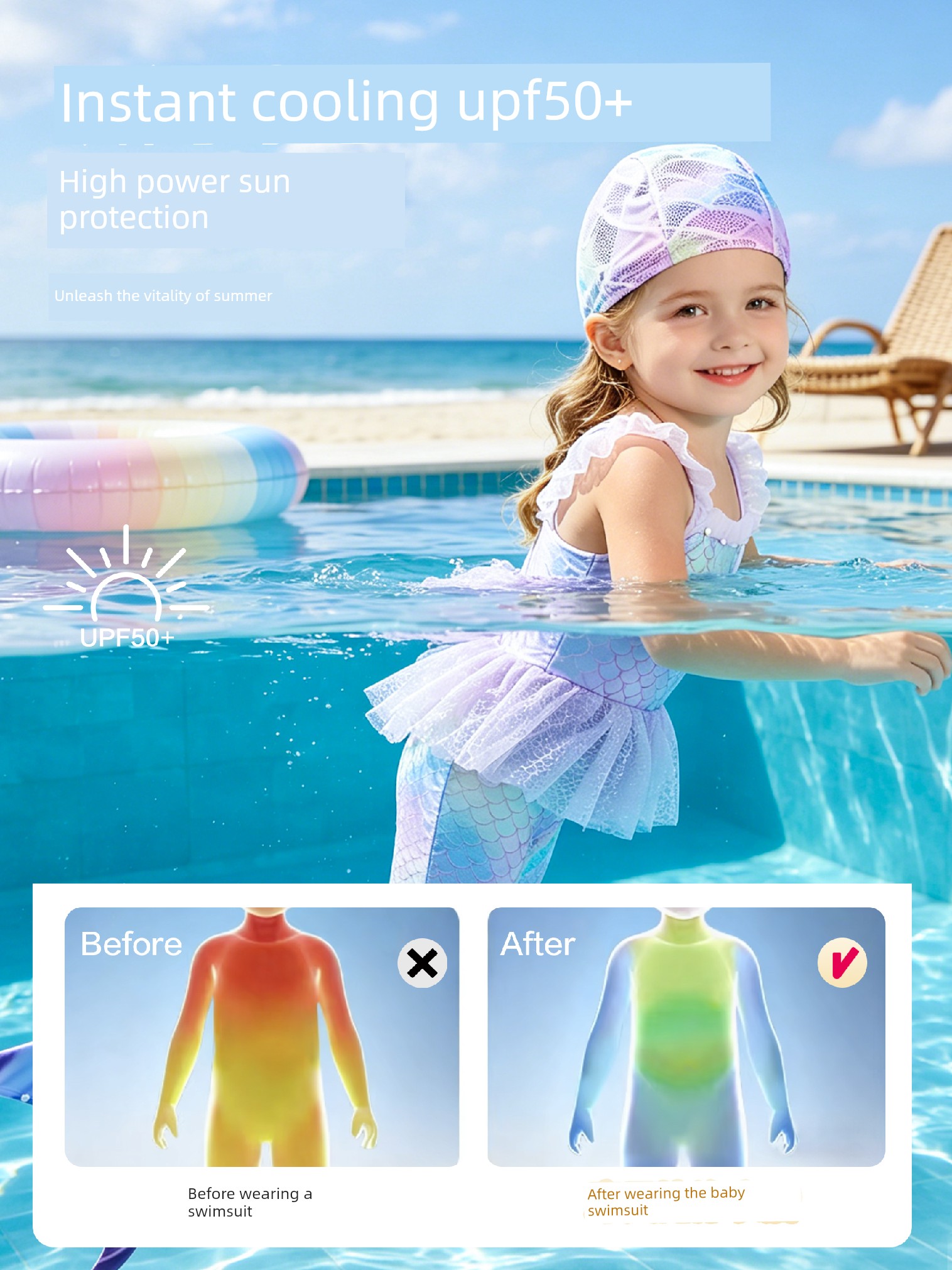 Children's Mermaid Swimsuit Girls New Style Seaside Swimsuit One-Piece Mermaid Tail Swimsuit Girl Princess Dress