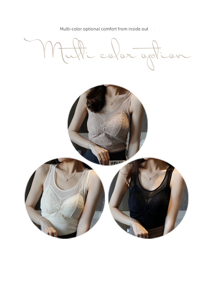 keep warm camisole vest female 2022 Autumn and winter new pattern Hot money thickening fever Inner lap Undershirt Lace Sleeveless jacket