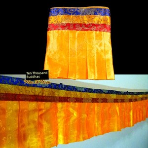 Tantric Buddhist Temple Decorative Drapery, Pure Yellow Luxurious Flower Curtain, Wall and Table Drapery Puma, Length 5m