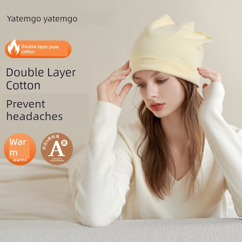 Yatemo Postpartum Hat for Autumn and Winter, Breathable, Fashionable, Cute, Pure Cotton Maternity Hat, Postpartum Headband Supplies for Women — 4