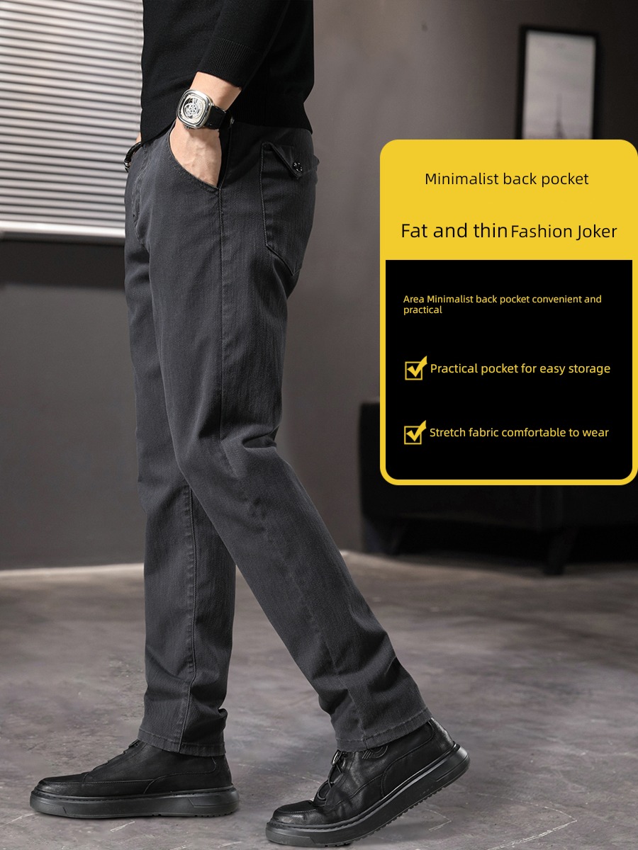 Chaopai Straight cylinder Plush Self-cultivation Autumn and winter leisure time Jeans
