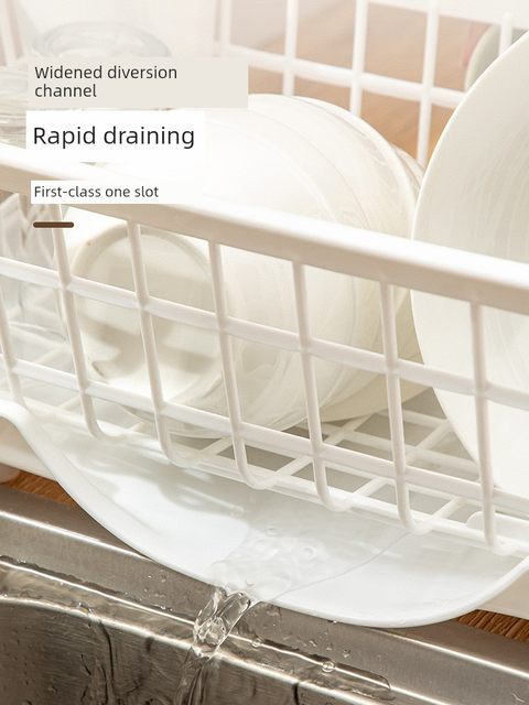 Drain rack for bowls and chopsticks household kitchen countertop tableware storage box disc plate chopsticks partition double-layer drain sink storage rack