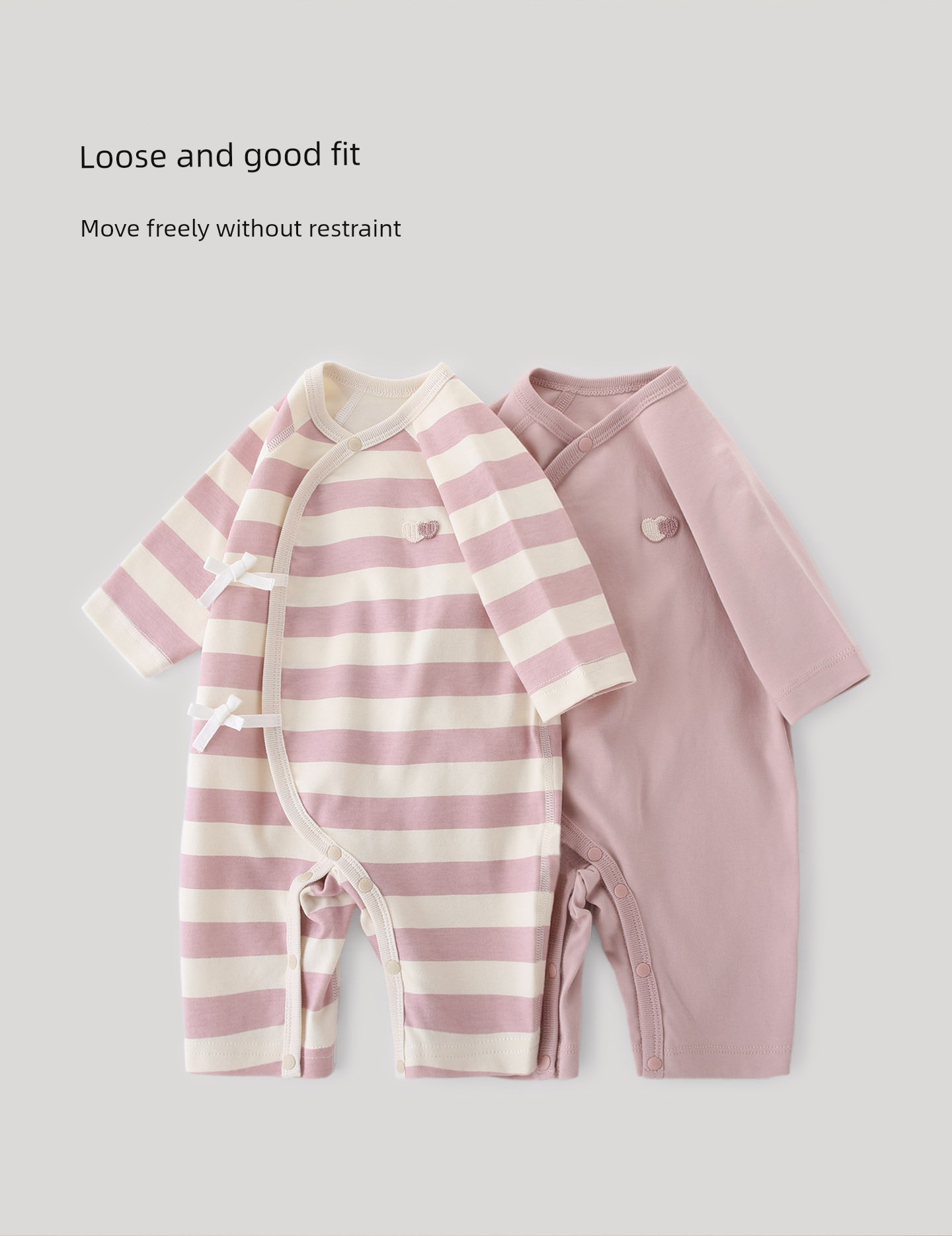 Baby Jumpsuit Autumn Romper Newborn Pure Cotton Pajamas Striped Newborn Baby Clothes 2-Piece Set — 8