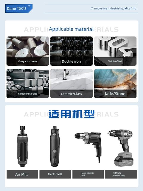 Daine Diamond Grinding Head Ductile Iron Stone Grinding Head Cement Carbide Rotary File Artifact Electric Drill Hexagonal Handle
