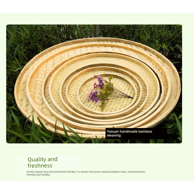 Handmade Bamboo Weaving, Bamboo Sieve with Holes, Coarse-Hole Dustpan, Bamboo Products, Bamboo Woven Round Dustpan, Bamboo Tray, Bamboo Sieve for Drying and Decoration