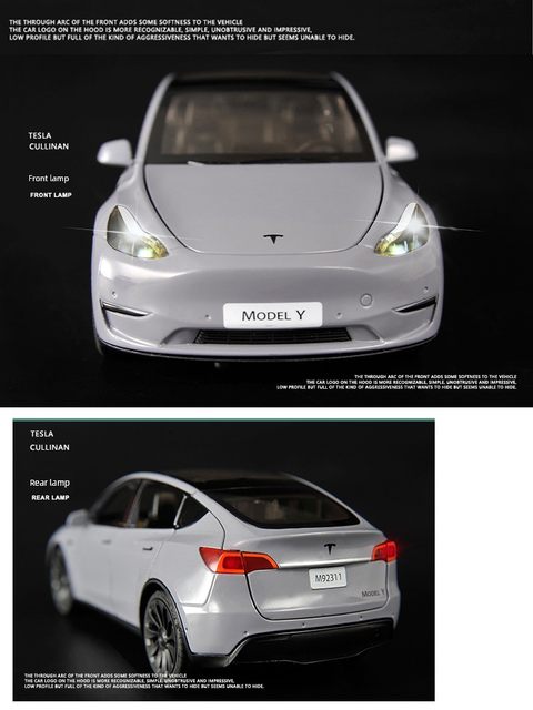 1 24 Tesla model Y car simulation alloy UEO Y car model gift ornament boy toy car