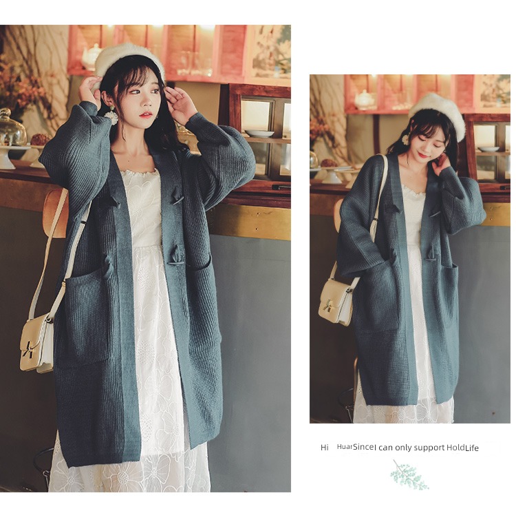 loose coat female Cardigan spring and autumn Korean version Retro Thin money sweater