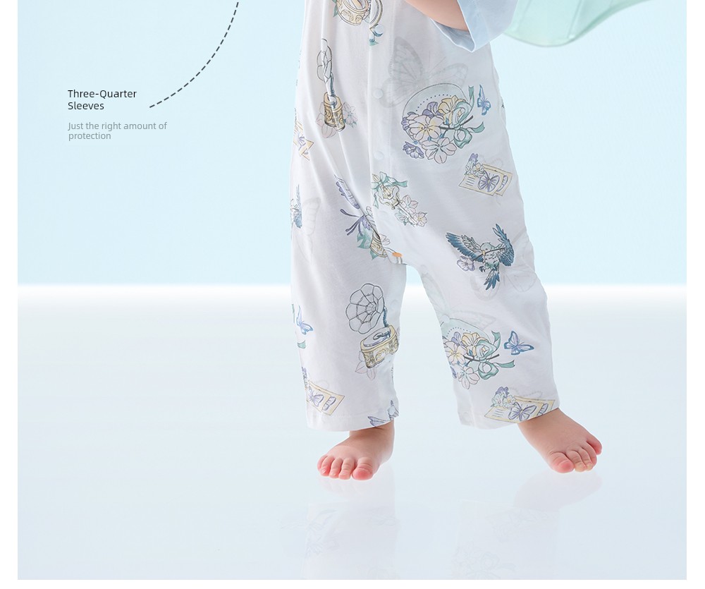 Beitais [Little Cool Skin] Baby Clothes Summer Thin Style Baby Romper Three-Quarter Sleeve Pajamas Pure Cotton Air Conditioning Suit — 20