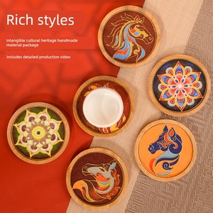DIY Enamel Painting Coaster Kit for the Year of the Horse, Featuring Traditional Cloisonné Dunhuang Patterns, Handmade 