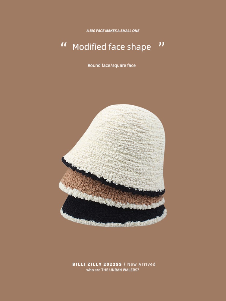 female Autumn and winter Big head circumference face without makeup black veil Hat