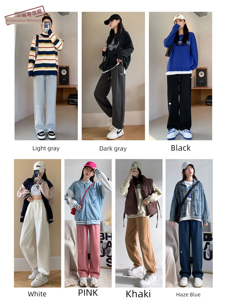 Autumn and winter Plush ins leisure time Show thin Sports pants