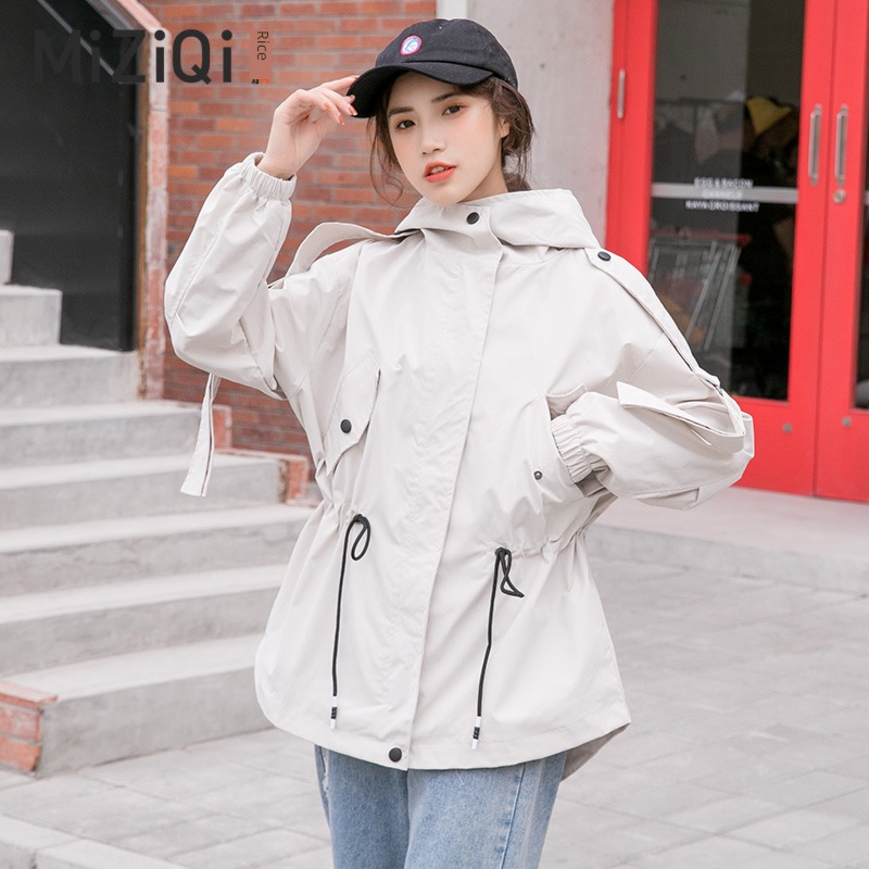 Mizi banner Big size Hooded leisure time Medium and long term Windbreaker