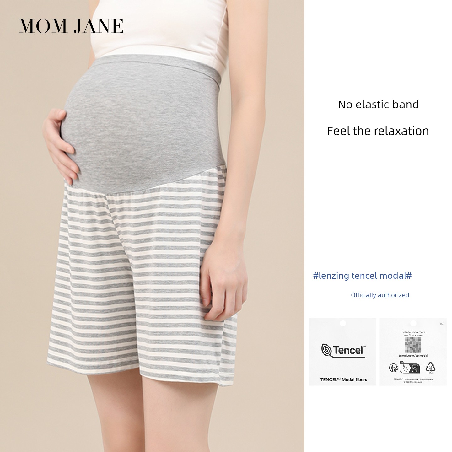 Fashion Tape Thin Modal Plus Size Shorts for Pregnant Women — 4