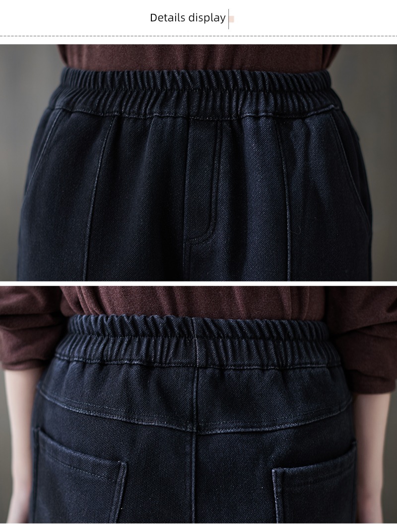 Plush thickening easy Big size Embroidery Splicing Jeans
