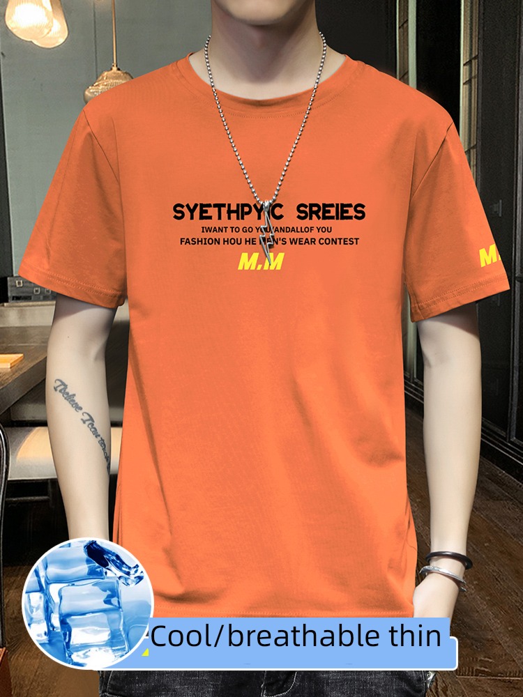man pure cotton Round neck summer breathable ins Short sleeve T-shirt