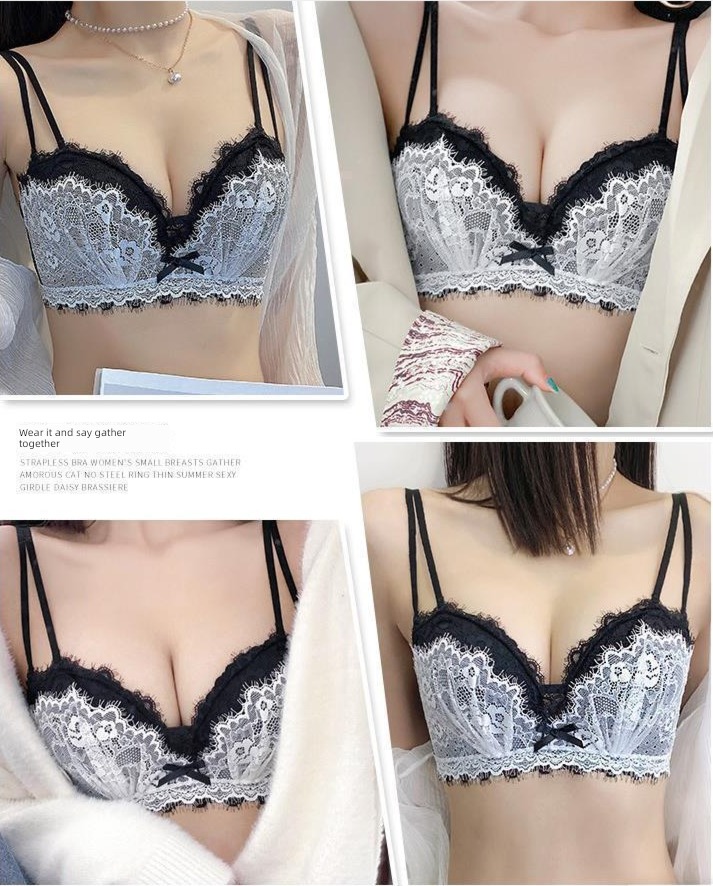 Small chest Gather together thickening university high school latex Underwear
