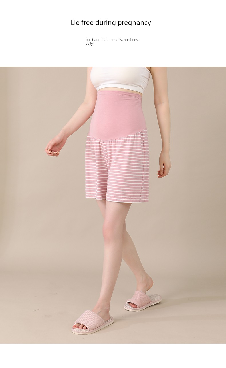 Fashion Tape Thin Modal Plus Size Shorts for Pregnant Women — 3