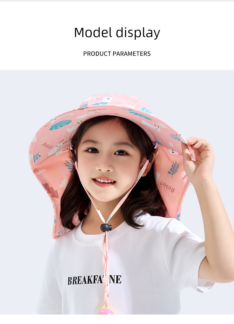 Children's Sun Protection Hat, Girls' Sun Hat, Boys' Sun Hat, Beach and Seaside Uv Protection Hat with Large Brim — 16