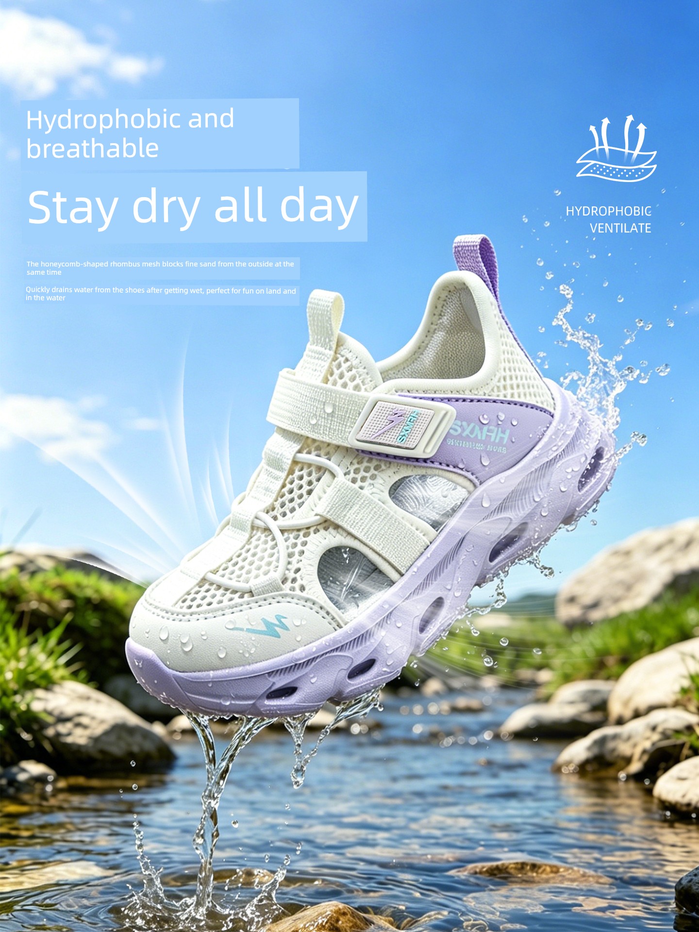 Double Star Children's Sandals for Girls, Summer 2026 New Model, Water-Resistant, Lightweight, Soft-Soled, Breathable, Closed-Toe Sports Shoes — 2