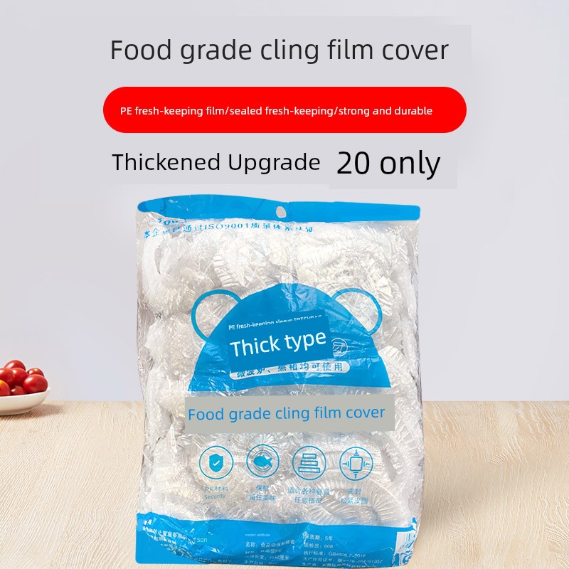 50 Pieces/Pack Disposable Plastic Wrap Covers, Food-Grade Household Fresh-Keeping Bags with Elastic Opening, Shower Cap Style